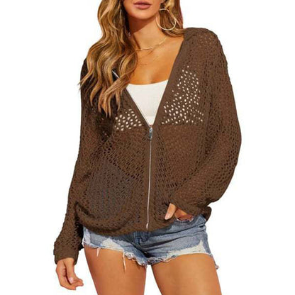 🎉 2026 Sale — Over 22,000 Sold 🧥 Women's Open-Knit Zip-Up Cardigan Lightweight 🌸
