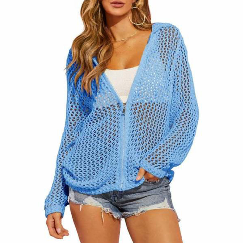 🎉 2026 Sale — Over 22,000 Sold 🧥 Women's Open-Knit Zip-Up Cardigan Lightweight 🌸