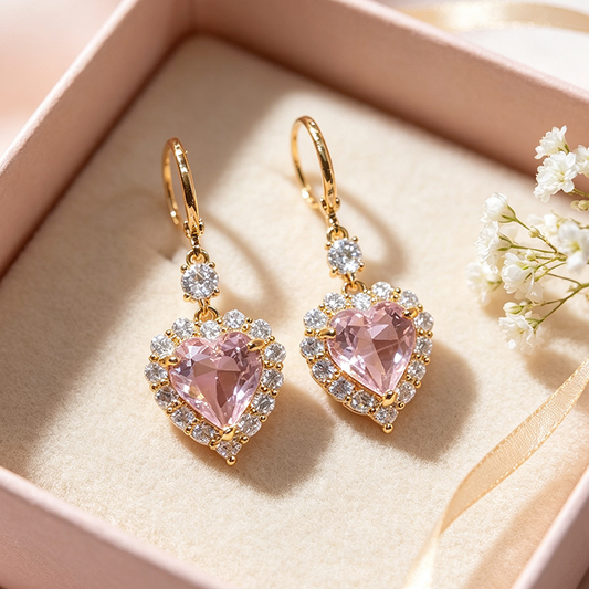 💖 Sparkling Heart-Shaped Drop Earrings