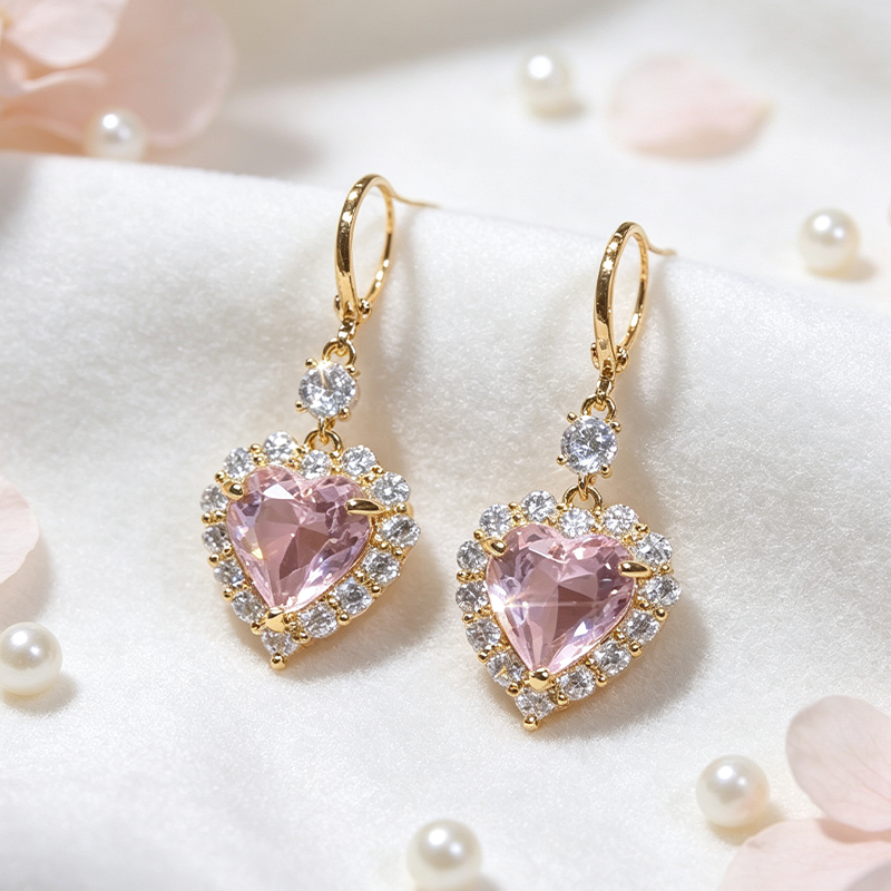 💖 Sparkling Heart-Shaped Drop Earrings