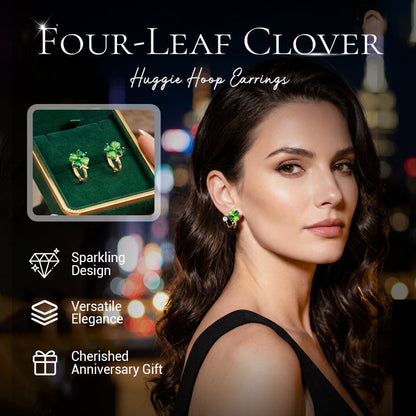 📢📢47% OFF !! ⏰Four-Leaf Clover Huggie Hoop Earrings