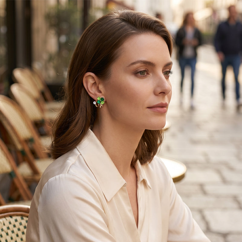 📢📢47% OFF !! ⏰Four-Leaf Clover Huggie Hoop Earrings