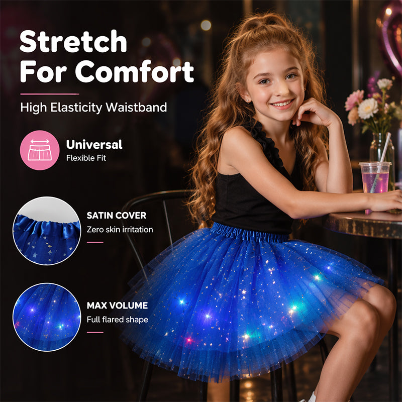 🎁LED Light Up Sequin Tutu Skirt Star Mesh Princess Skirt for Girls and Adults