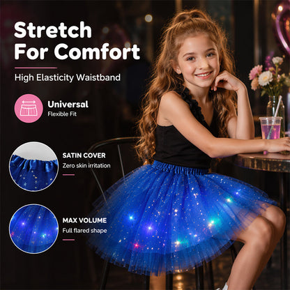 🎁LED Light Up Sequin Tutu Skirt Star Mesh Princess Skirt for Girls and Adults