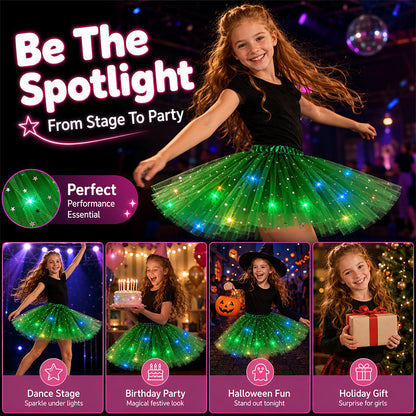 🎁LED Light Up Sequin Tutu Skirt Star Mesh Princess Skirt for Girls and Adults