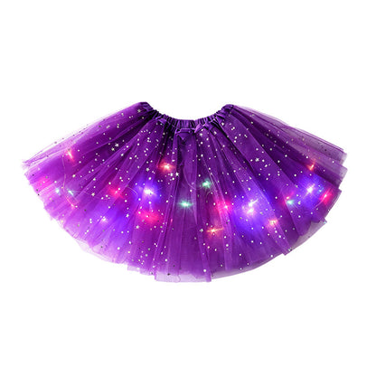 🎁LED Light Up Sequin Tutu Skirt Star Mesh Princess Skirt for Girls and Adults