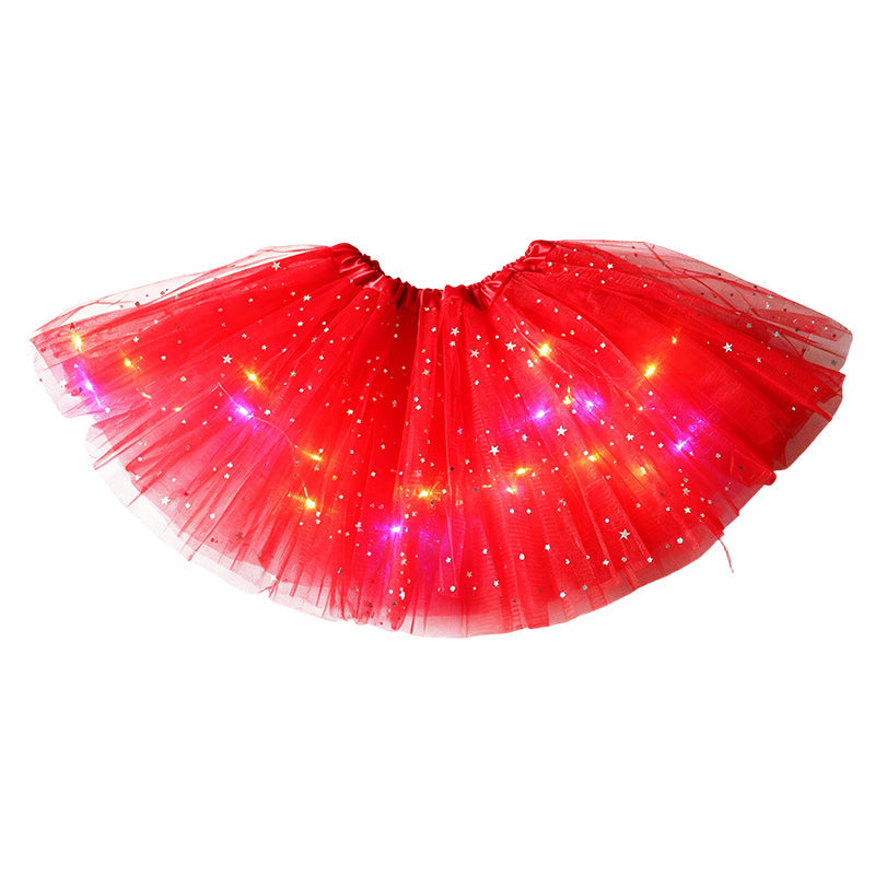 🎁LED Light Up Sequin Tutu Skirt Star Mesh Princess Skirt for Girls and Adults