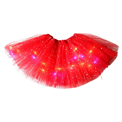 🎁LED Light Up Sequin Tutu Skirt Star Mesh Princess Skirt for Girls and Adults