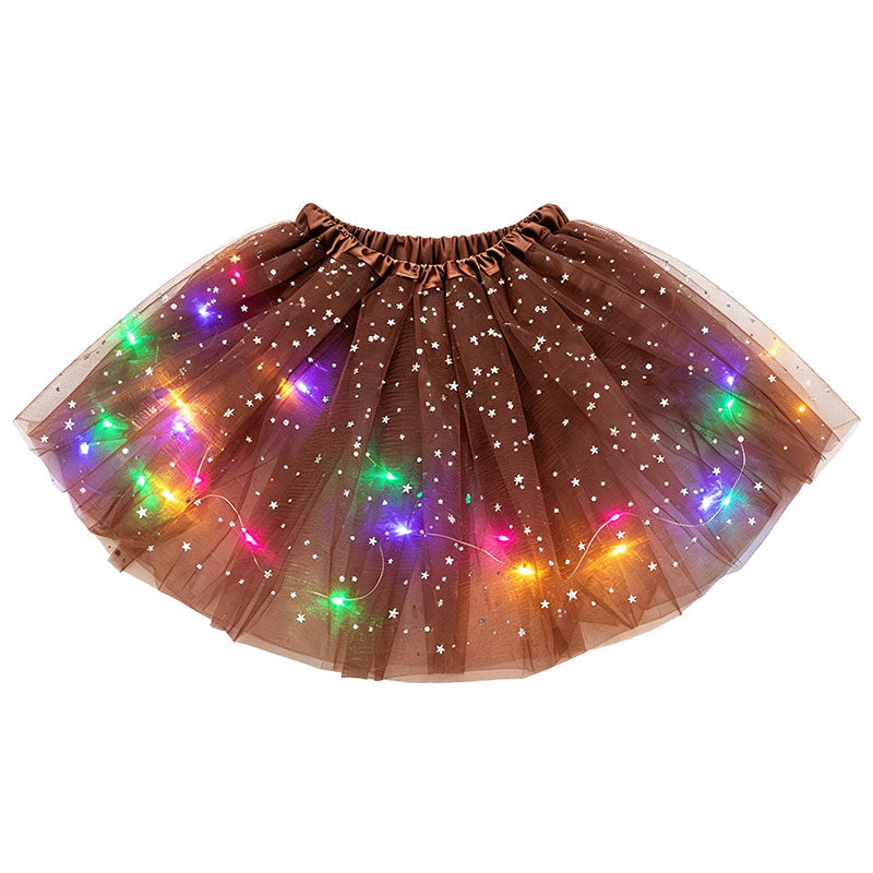 🎁LED Light Up Sequin Tutu Skirt Star Mesh Princess Skirt for Girls and Adults