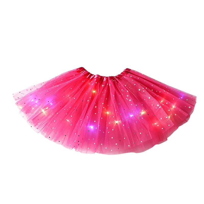 🎁LED Light Up Sequin Tutu Skirt Star Mesh Princess Skirt for Girls and Adults