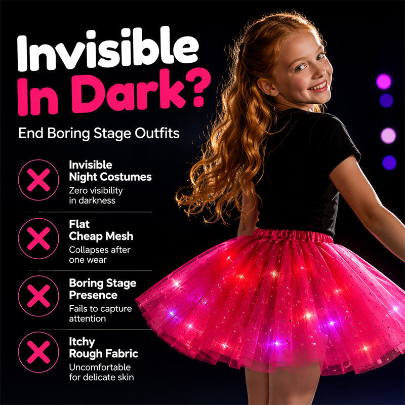 🎁LED Light Up Sequin Tutu Skirt Star Mesh Princess Skirt for Girls and Adults