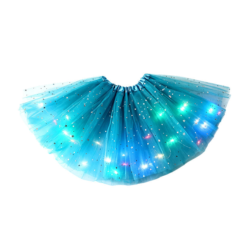 🎁LED Light Up Sequin Tutu Skirt Star Mesh Princess Skirt for Girls and Adults