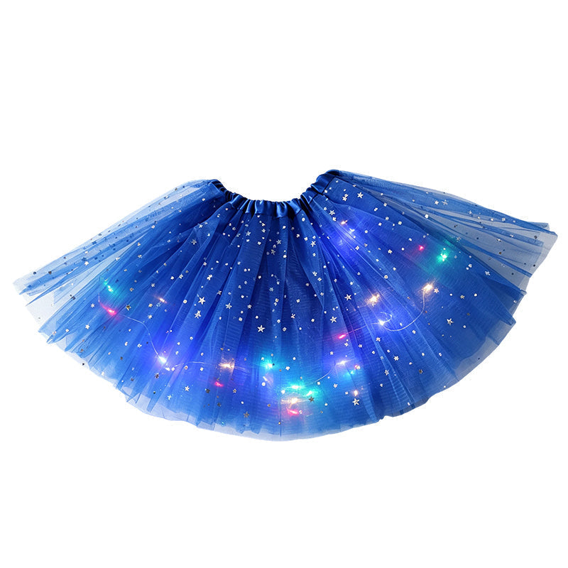🎁LED Light Up Sequin Tutu Skirt Star Mesh Princess Skirt for Girls and Adults