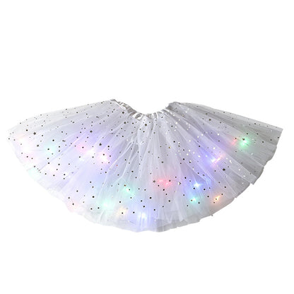 🎁LED Light Up Sequin Tutu Skirt Star Mesh Princess Skirt for Girls and Adults