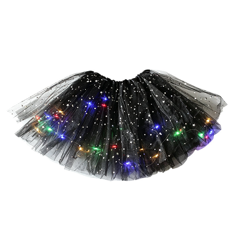 🎁LED Light Up Sequin Tutu Skirt Star Mesh Princess Skirt for Girls and Adults
