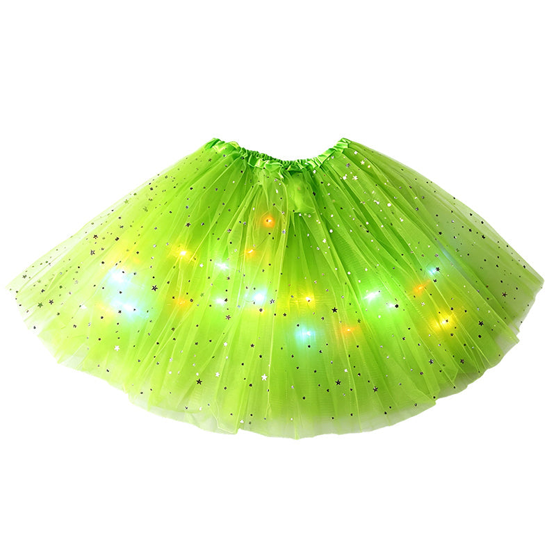 🎁LED Light Up Sequin Tutu Skirt Star Mesh Princess Skirt for Girls and Adults