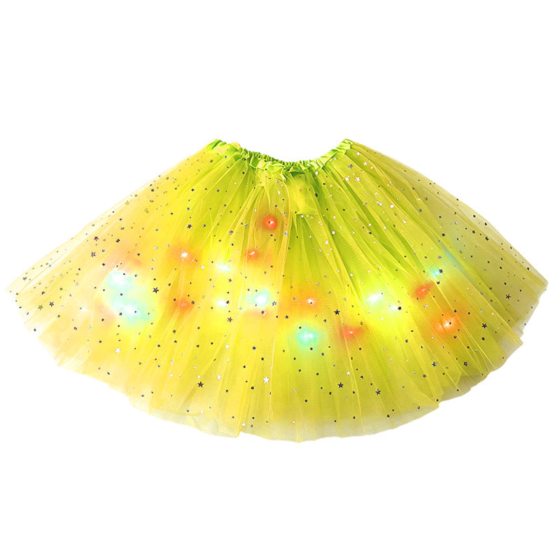 🎁LED Light Up Sequin Tutu Skirt Star Mesh Princess Skirt for Girls and Adults