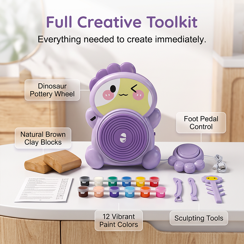 📢📢50% OFF !! ⏰Kids Electric Pottery Wheel DIY Clay Craft Kit
