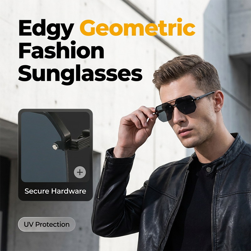 📢📢50% OFF !! ⏰Men's Stylish Geometric Polygon Sunglasses
