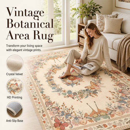 ⏳Limited-time 50% off⏰Easy-Care Floral Area Rug🦋🛋️