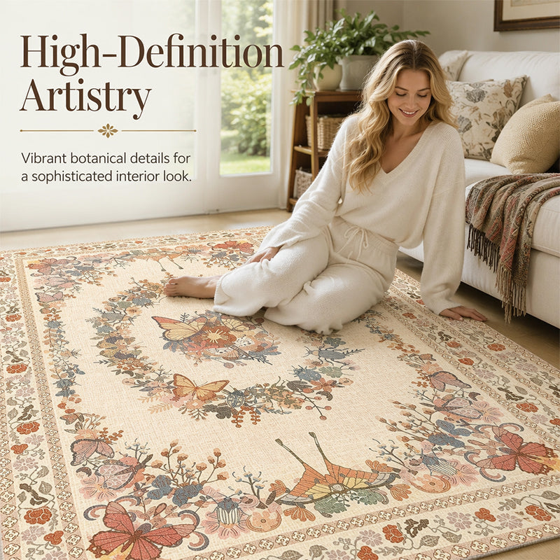 ⏳Limited-time 50% off⏰Easy-Care Floral Area Rug🦋🛋️