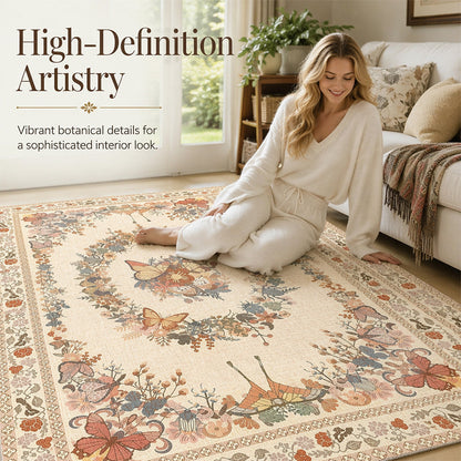 ⏳Limited-time 50% off⏰Easy-Care Floral Area Rug🦋🛋️