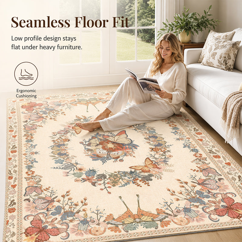 ⏳Limited-time 50% off⏰Easy-Care Floral Area Rug🦋🛋️