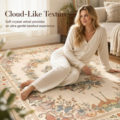 ⏳Limited-time 50% off⏰Easy-Care Floral Area Rug🦋🛋️