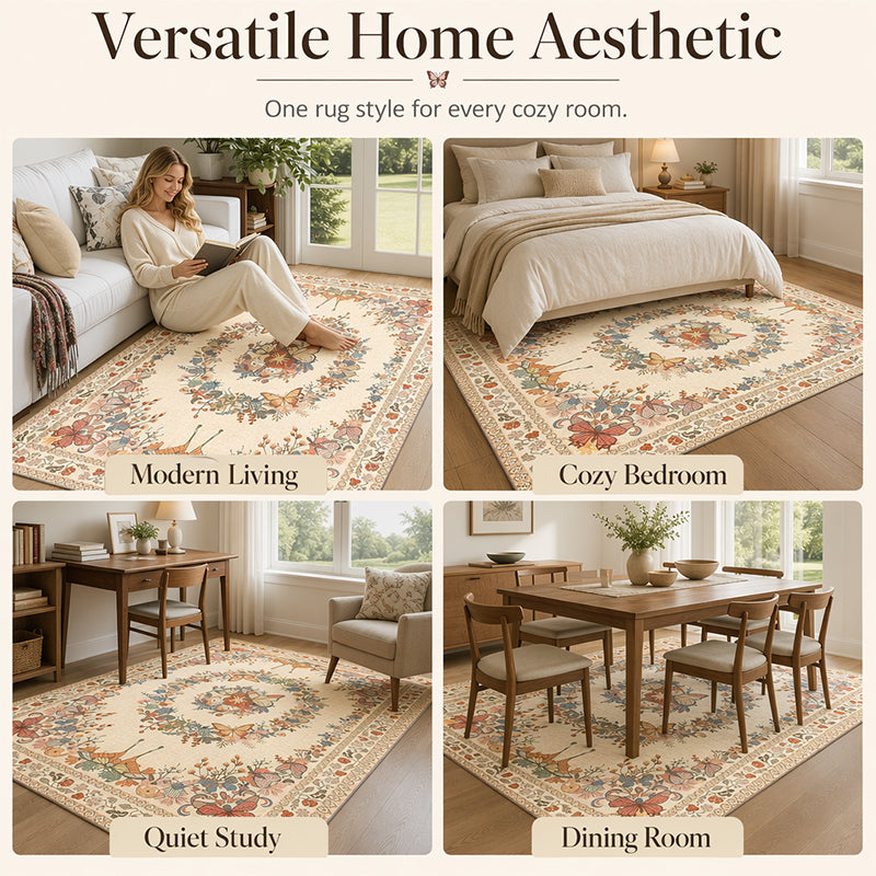 ⏳Limited-time 50% off⏰Easy-Care Floral Area Rug🦋🛋️