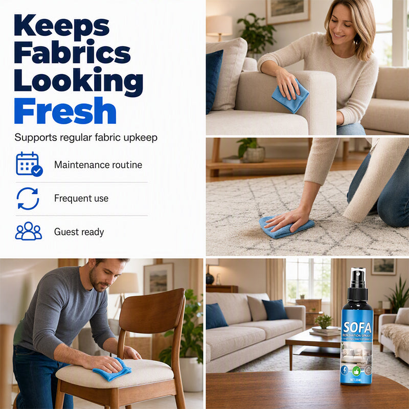 🥳2026 HOT SALE🥳💞50K+ SOLD!🛋️✨ 50% OFF! No‑Rinse Fabric Cleaner Spray – Just spray & wipe – no water, no rinsing. Perfect for sofas, carpets & upholstery – fresh in minutes! 🧼💨