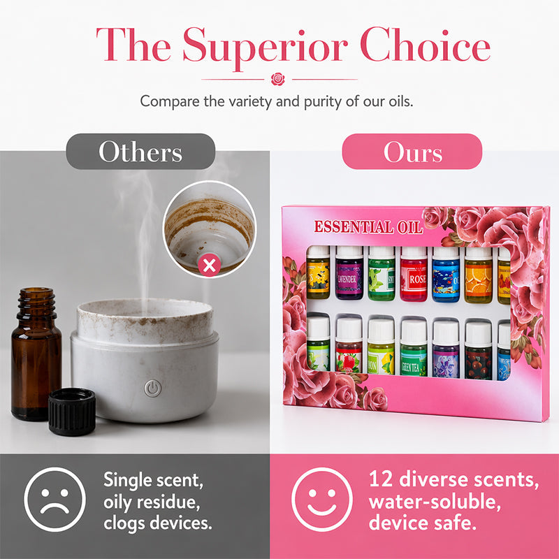 🔥Limited Time 50% Off！🎁🌺The fresh scent lifts your mood！🌷12-Pack Water Soluble Essential Oils Set