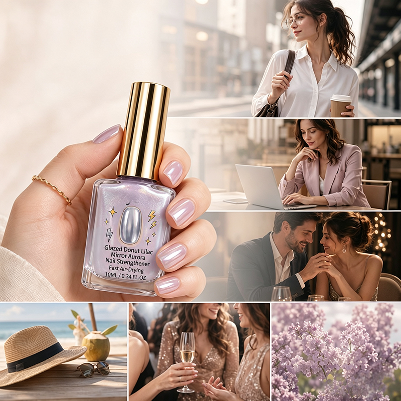 📢📢40% OFF !! ⏰Lilac Glossy Mirror Nail Strengthener