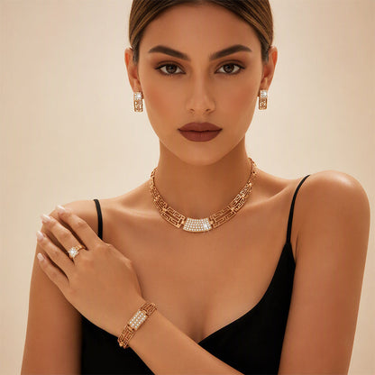 📢📢40% OFF !! ⏰ Elegant Rhinestone Jewelry 4-Piece Set