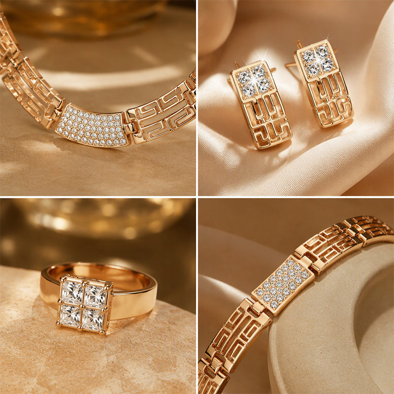 📢📢40% OFF !! ⏰ Elegant Rhinestone Jewelry 4-Piece Set