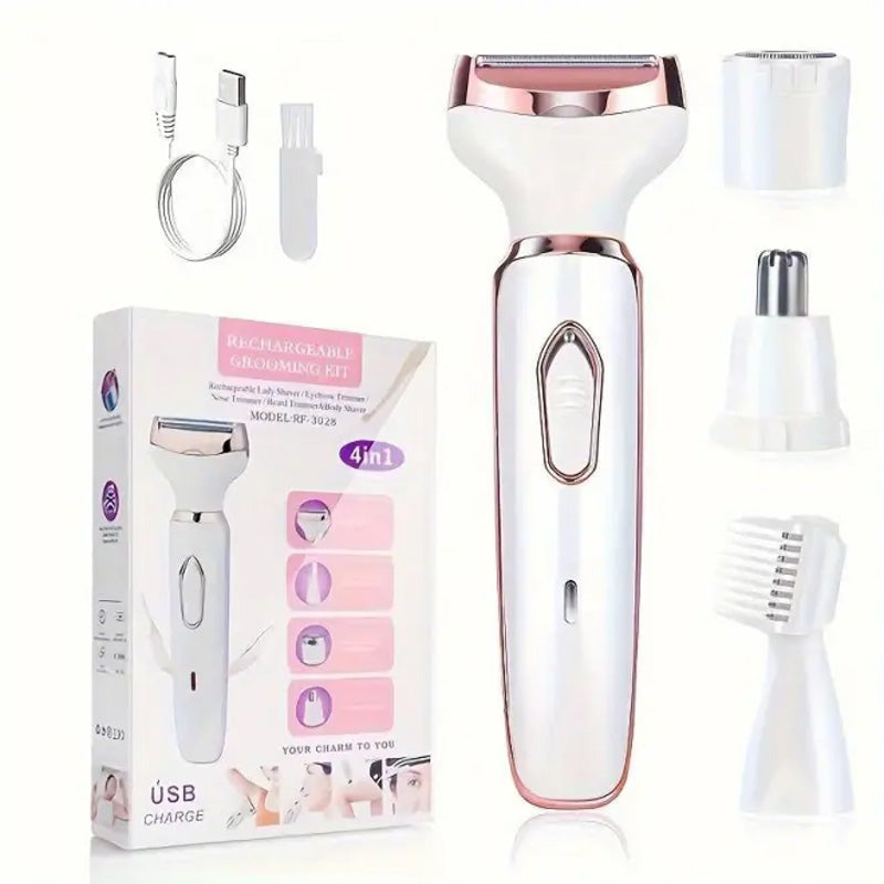 🏆 Last Day Special Price £13.99 ! ⚡ 4‑In‑1 Electric Cordless Lady Body Hair Shaver – smooth gentle shaving, cord‑free convenience, multi‑head design, ideal for body, armpit and bikini line grooming ✨