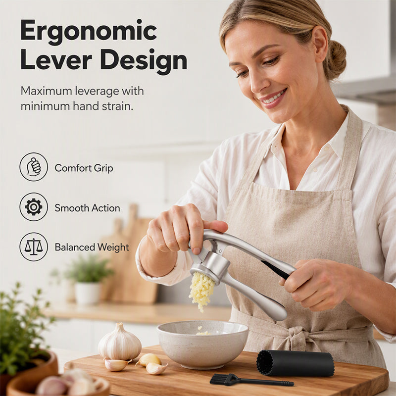 Premium Garlic Press with Soft Easy-Squeeze Ergonomic Handle