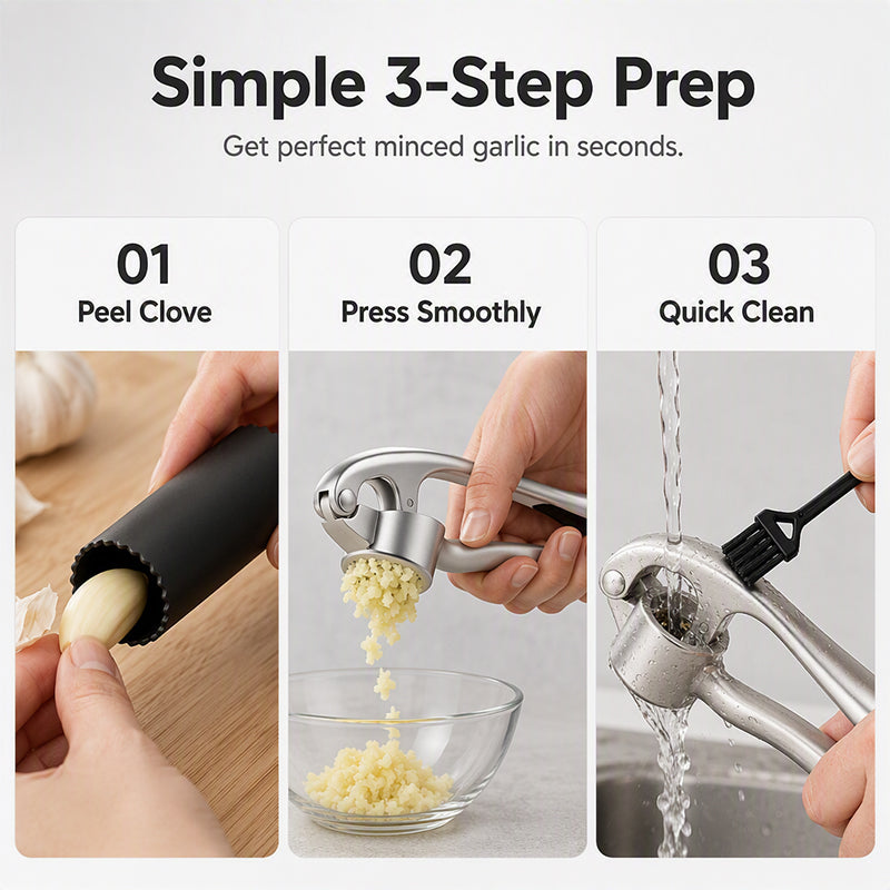 Premium Garlic Press with Soft Easy-Squeeze Ergonomic Handle