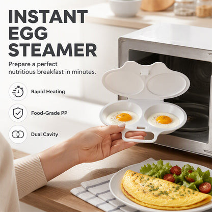 ⏰Last Day Special Price ￡9.99!!⏰ Microwave Egg Poacher – Dual-Cavity Steamer, Rapid Heating, Non-Stick PP – Ideal for Home, Office & Travel! 🔥