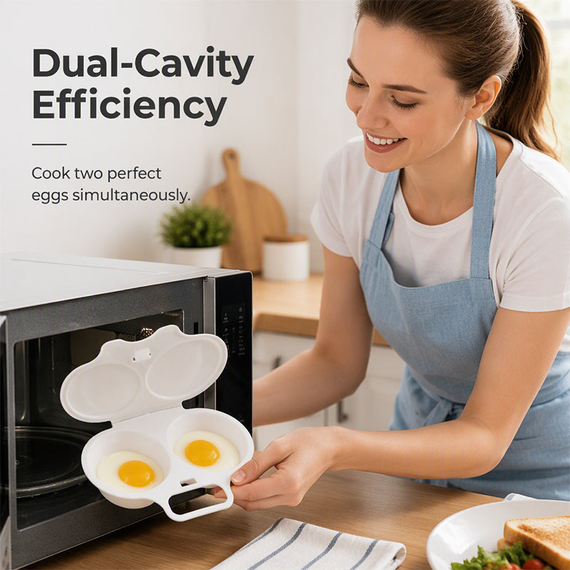 ⏰Last Day Special Price ￡9.99!!⏰ Microwave Egg Poacher – Dual-Cavity Steamer, Rapid Heating, Non-Stick PP – Ideal for Home, Office & Travel! 🔥