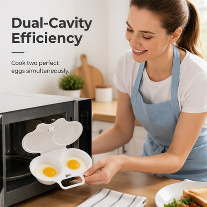 ⏰Last Day Special Price ￡9.99!!⏰ Microwave Egg Poacher – Dual-Cavity Steamer, Rapid Heating, Non-Stick PP – Ideal for Home, Office & Travel! 🔥