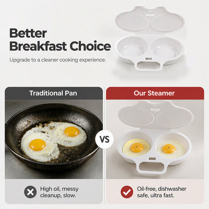 ⏰Last Day Special Price ￡9.99!!⏰ Microwave Egg Poacher – Dual-Cavity Steamer, Rapid Heating, Non-Stick PP – Ideal for Home, Office & Travel! 🔥