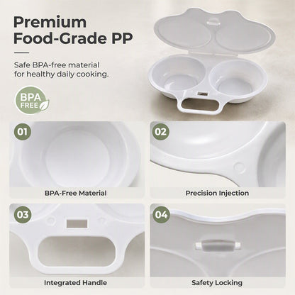 ⏰Last Day Special Price ￡9.99!!⏰ Microwave Egg Poacher – Dual-Cavity Steamer, Rapid Heating, Non-Stick PP – Ideal for Home, Office & Travel! 🔥