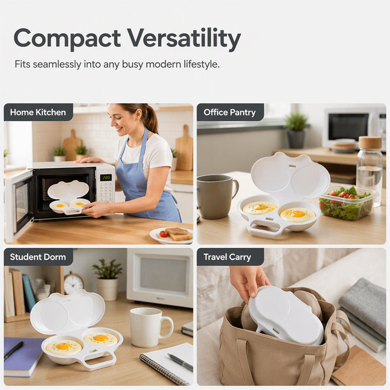⏰Last Day Special Price ￡9.99!!⏰ Microwave Egg Poacher – Dual-Cavity Steamer, Rapid Heating, Non-Stick PP – Ideal for Home, Office & Travel! 🔥