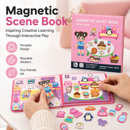 🎀50% OFF📒Kids Magnetic Quiet Book🧩Folding Puzzle Scene Early Educational Toy for Boys Girls👦