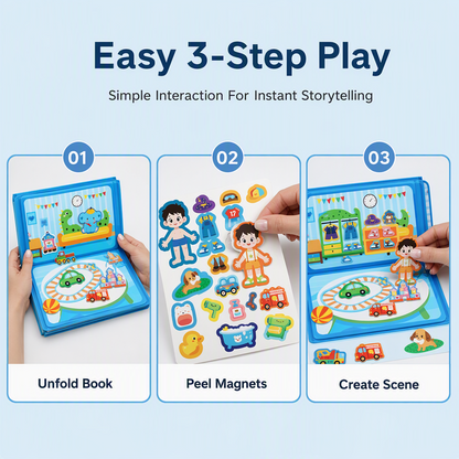 🎀50% OFF📒Kids Magnetic Quiet Book🧩Folding Puzzle Scene Early Educational Toy for Boys Girls👦