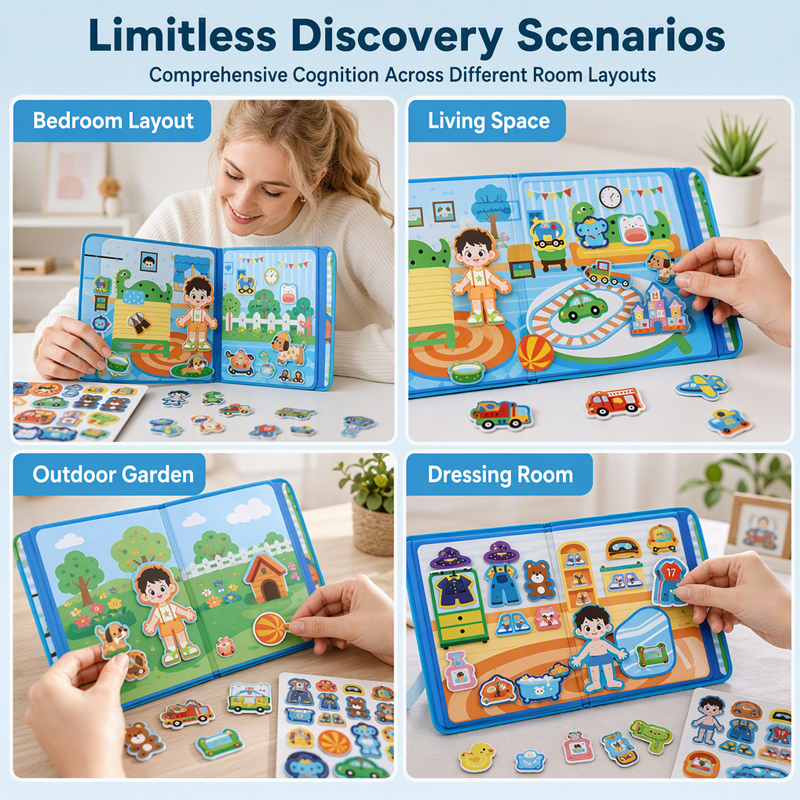 🎀50% OFF📒Kids Magnetic Quiet Book🧩Folding Puzzle Scene Early Educational Toy for Boys Girls👦