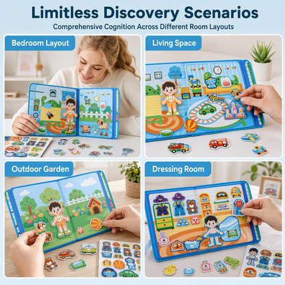 🎀50% OFF📒Kids Magnetic Quiet Book🧩Folding Puzzle Scene Early Educational Toy for Boys Girls👦