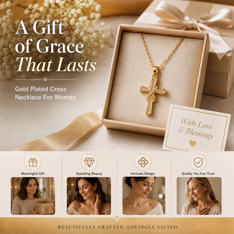 🎉 2026 Sale — Over 20 800 Sold!✨ Women's Sparkling Twisted Knot Cross Pendant Necklace