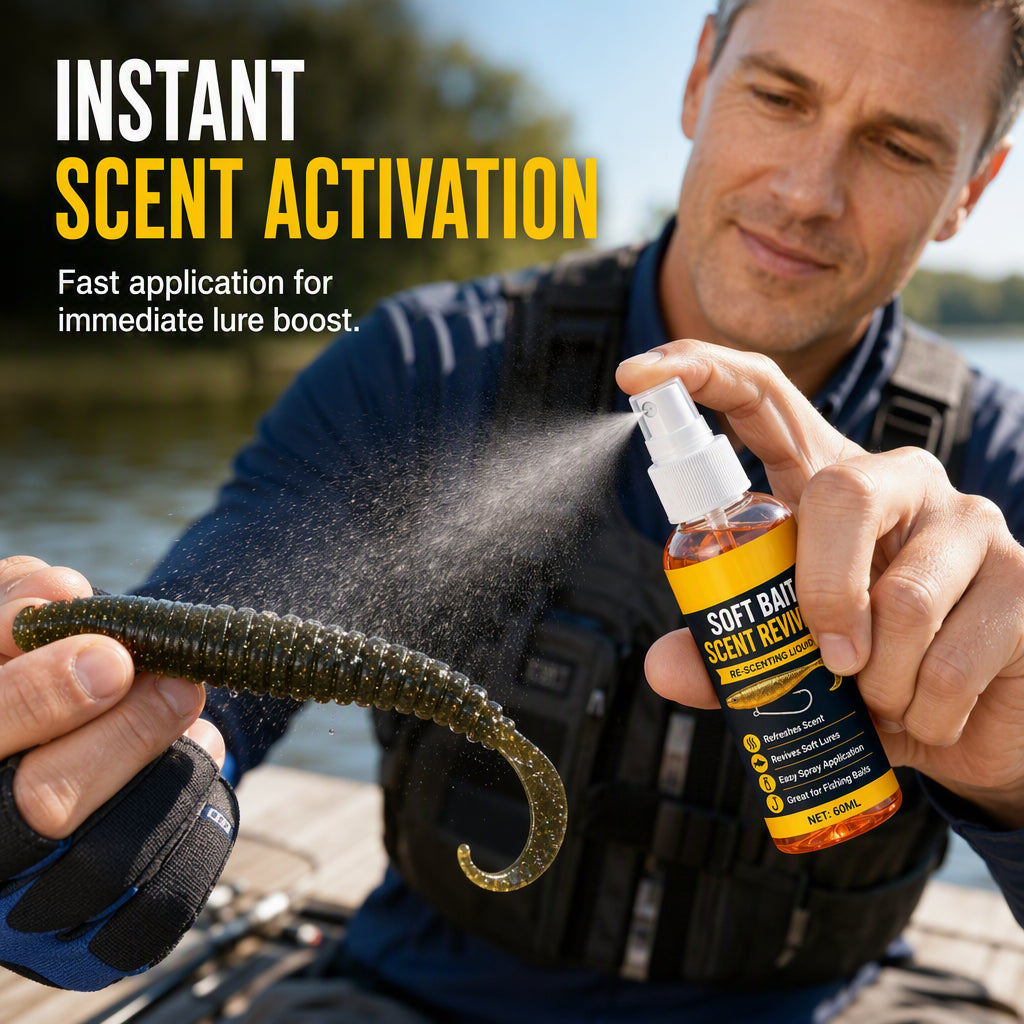 🎣50% OFF NOW! Soft Bait Scent Booster Spray High‑Concentration Fishing Lure Scent Reviver, Portable Instant Attractant Spray for Fresh & Saltwater Soft Baits