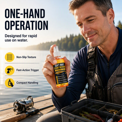 🎣50% OFF NOW! Soft Bait Scent Booster Spray High‑Concentration Fishing Lure Scent Reviver, Portable Instant Attractant Spray for Fresh & Saltwater Soft Baits